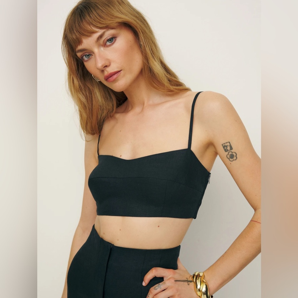 Reformation Amery Linen Cropped Top